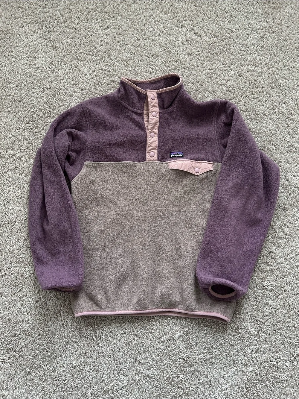 Patagonia Girls Two-Tone Cowl Snap Pullover - XL (14)